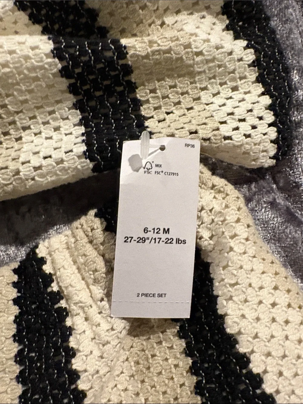 Old Navy Cream and Black Striped Knit Kids Matching Set